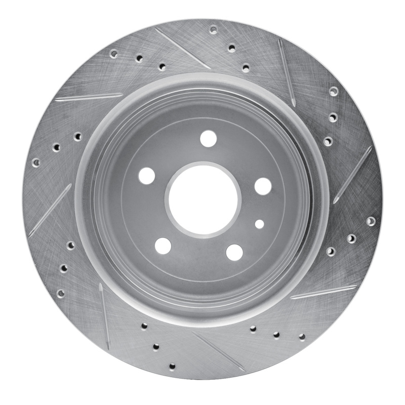 Cadillac ATS Brake Rotor (1) - Rear Left - R1 Concepts - Drilled & Slotted - Silver - `16-`24